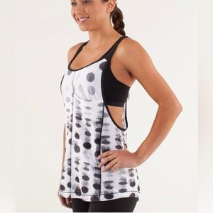 Lululemon For Your Money Tank Seaside Dot White Black Women's Tank Top Size 4
